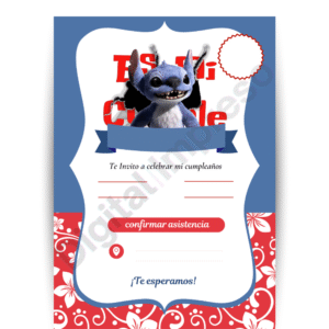Invitación de Stitch diseño 3 en blanco